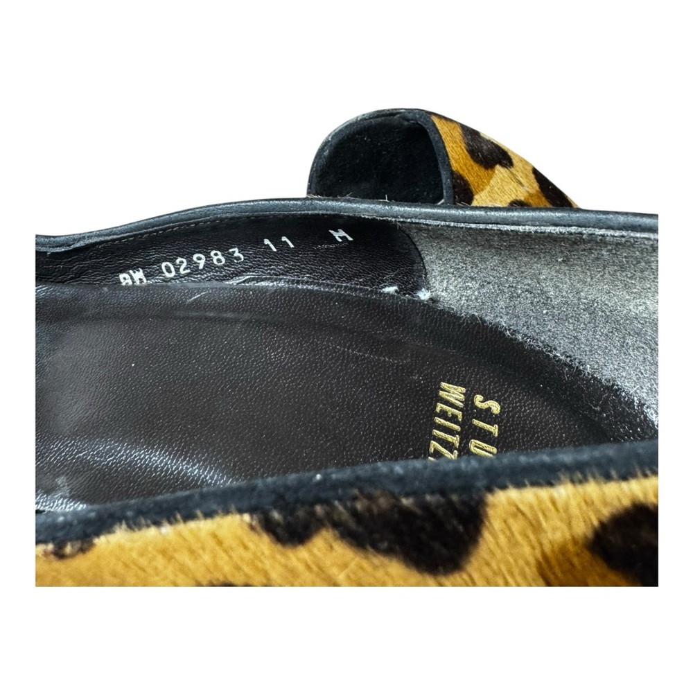 Stuart Weitzman Leopard Calf Hair Peep Toe Wedge Pumps Size 11 M - Picture 9 of 11